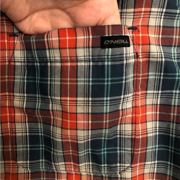 O'NEILL Button Down Shirt Men's Size Large Red Multicolor Classic-Fit Casual - Picture 7 of 8